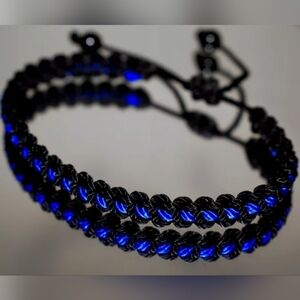 Police Thin blue Line Bracelet, Law Enforcement Support Bracelet, Police- Unisex